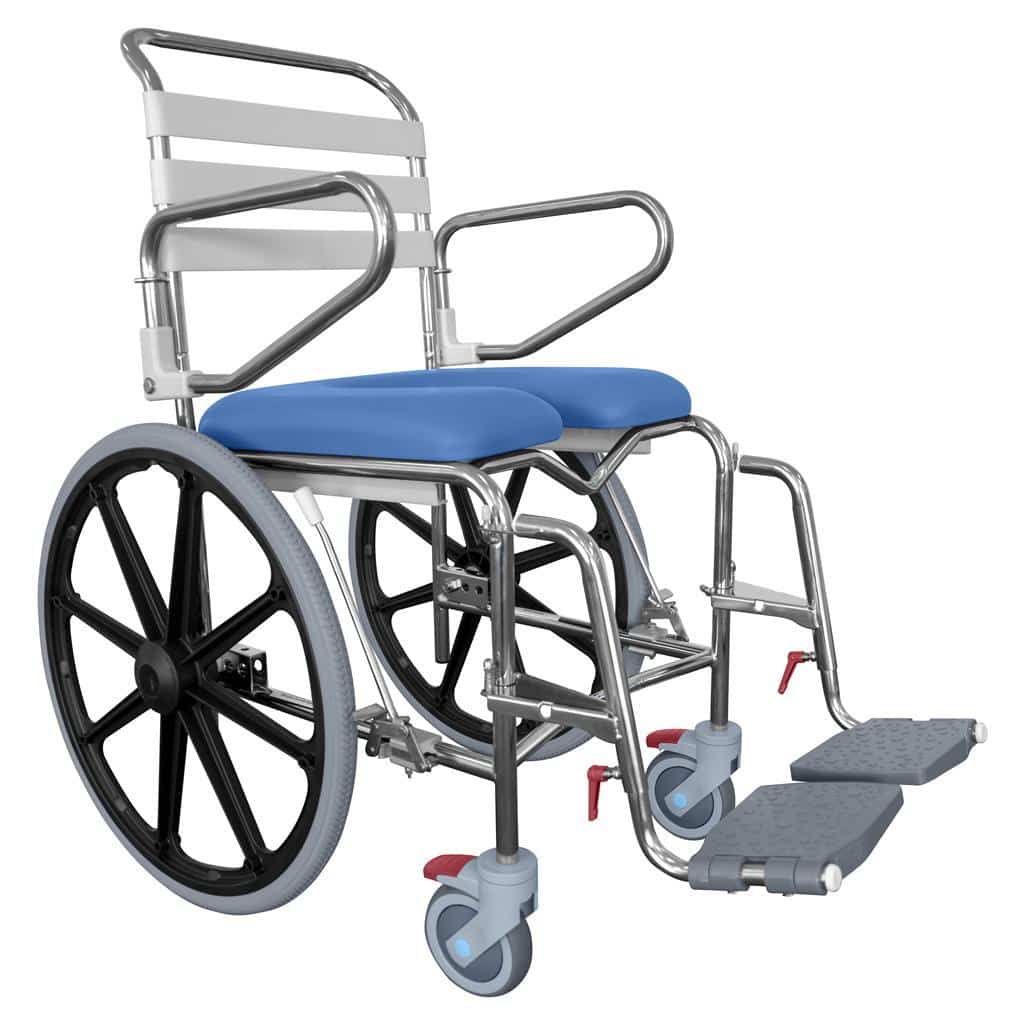 K Care Self Propel Mobile Shower Commode with Swingaway Footrest