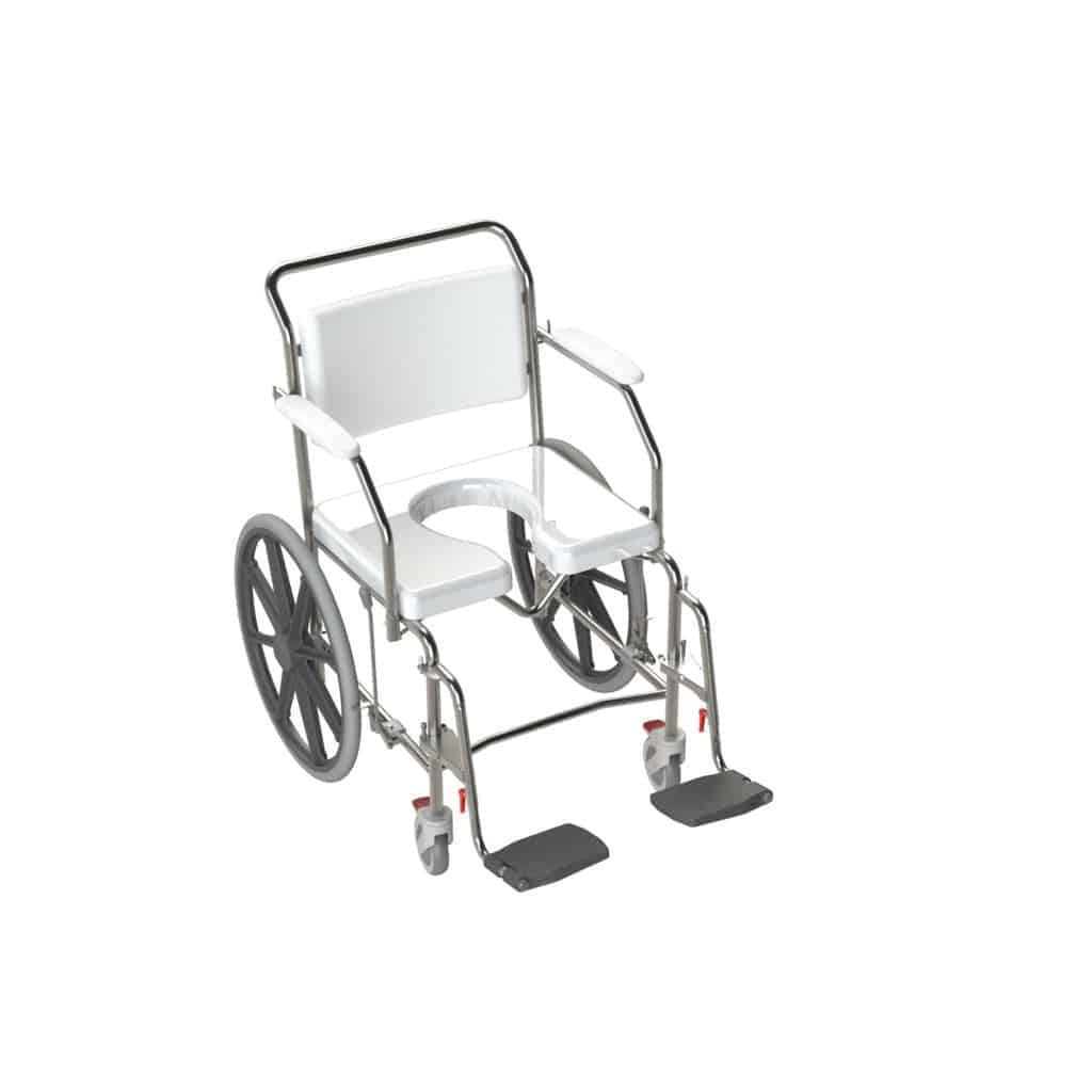 K Care Self Propel Mobile Shower Commode with Swingaway Footrest (Heavy-Duty)